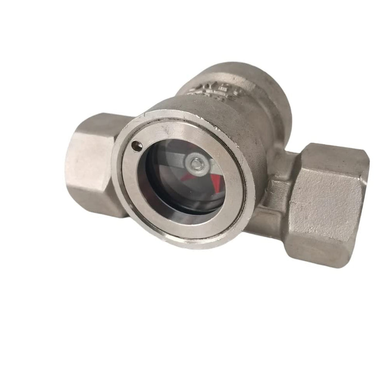 [Australia - AusPower] - 1/4" 3/8" 1/2" 3/4" 1" 1-1/2" 2" BSPT Female 304 Stainless Window Sight Glass Flow Indicator With Impeller (1/2" DN15) 1/2" DN15 