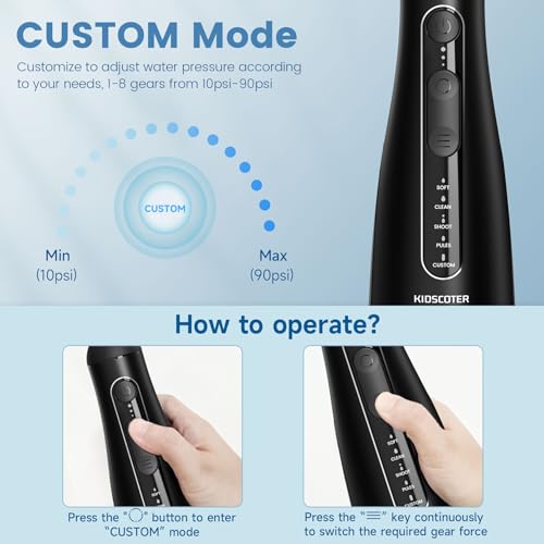 Dental Floss with Removable Washable Tank, 5 Modes, Rechargeable Cordless Oral Irrigator, 300ml, Portable Dental Floss, IPX7 Waterproof for Home and Travel, Black Premium Black