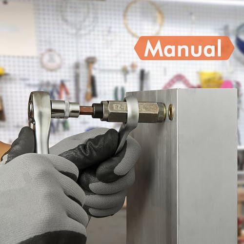 EZ-NUTUL multi-grip 5/16-18 rivet nut installation tool set with flat head threaded insert nuts assortment