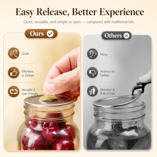 UnicornGlasgow Electric Mason Jar Vacuum Sealer Kit, Automatic Cordless Jar Sealer with 10 Lids, One-Touch Food Saver for Wide & Regular Mouth Jars, Homesteading & Meal Prep