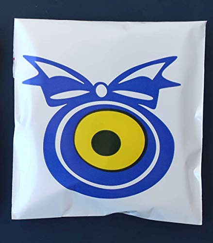 Silver Gilt Handmade Evil Eye Turkish Greek Glass Charm Decorative Ornament for Good Luck, Success and Protection (2.7 inches) 2.7 inches