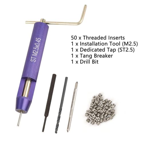 Walfront M2.5 stainless steel helical threaded inserts kit, pack of 50 for frequent part removal