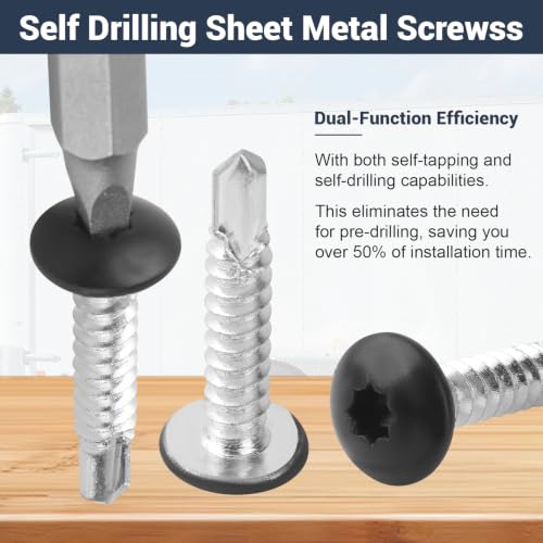 JCZ black #10 x 1-inch self-tapping enclosed trailer screws, 150-piece pack for RV use
