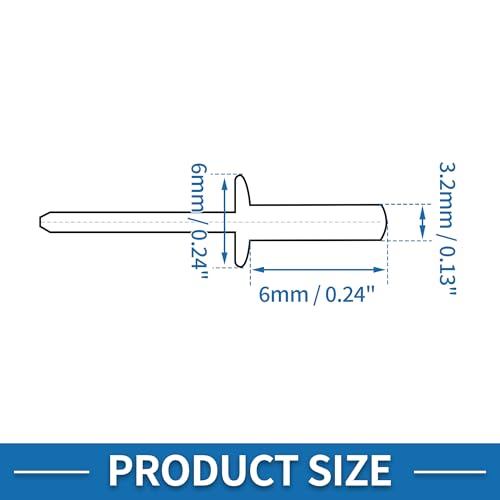 A ABSOPRO stainless steel silver countersunk head closed sealing blind rivets, 3.2mm, 50 pieces