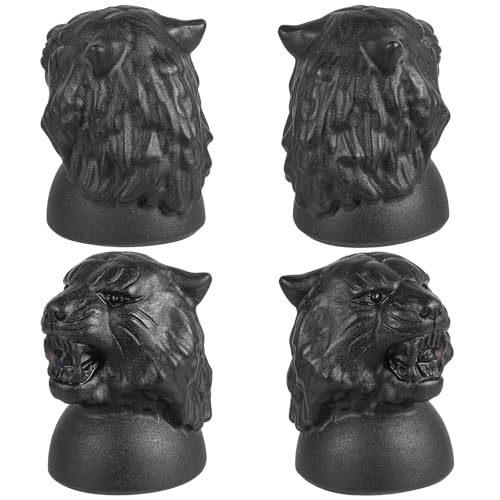 SUNYIK Natural Black Obsidian Roaring Tiger Head Statue