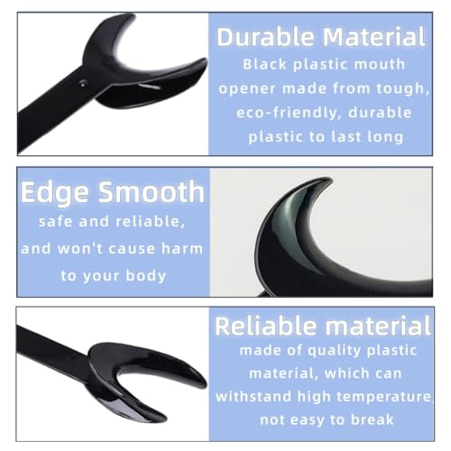 Dental Cheek Holder, Autoclavable Double Head Mouth Opener for Teeth Whitening, 2 Sizes T-shaped Transparent Lip Cheek Holder for Dentist, Oral Care, Party, Mouth Guard, Pronouncing Black