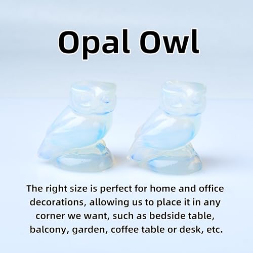 Opal Crystal Owl Figurine Hand Carved Lucky Stone Statue for Healing Home Office Decor Spiritual Gift for Women Men Opal