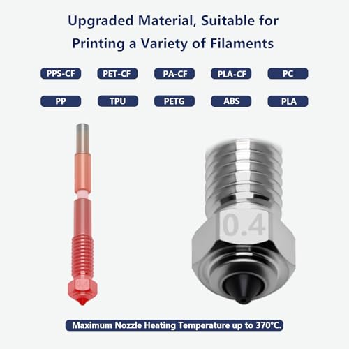 2PCS Bimetal Hardened Steel Nozzles for Plus4, 3D Printer 0.4mm Ceramic Thermal Insulation Copper Alloy and Hardened Steel Tip Hotend Nozzle for Qidi Plus4