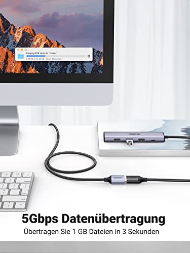 UGREEN USB 3.0 Extension Cable 5Gbps Nylon and Aluminum (1M) | USB Extension Cable A to A USB Extension Cable for USB Stick Mouse Headphones USB Hub Printer Webcam PS4/5 etc. 1 meter