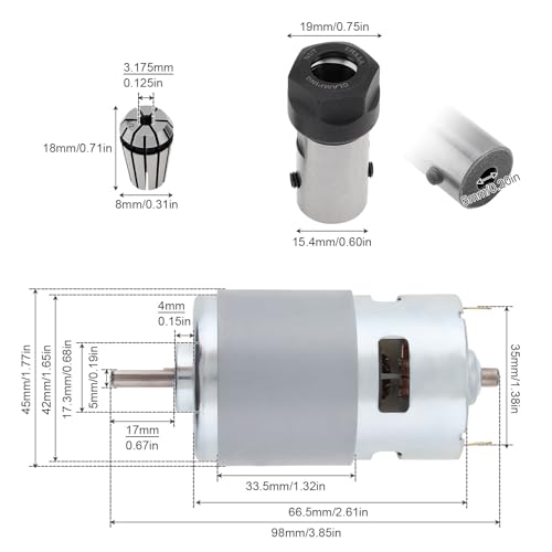 ChgImposs 775 Spindle Motor Kit Electrical DC Motor for CNC Router Machine with 5mm ER11 Collet Set, CNC Spindle Motor