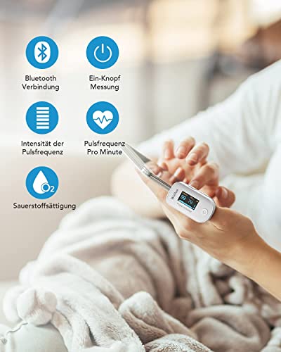 ViATOM Sleep Monitor for the Blood, Portable Fingertip Device to Monitor Heart Rate Sp-O2 Values, App Bluetooth