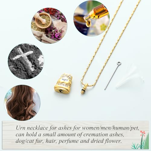 Imrsanl Coffee Cup Memorial Urn Necklace Cremation Jewelry for Ashes Gold