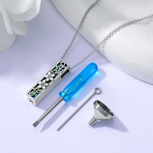ROMANTICWORK Plumeria/Sunflower/Dog Urn Necklace for Ashes 925 Sterling Silver Abalone Shell Eagle/Butterfly/Hummingbird Urn Pendant Memorial Cremation Jewelry for Women Men