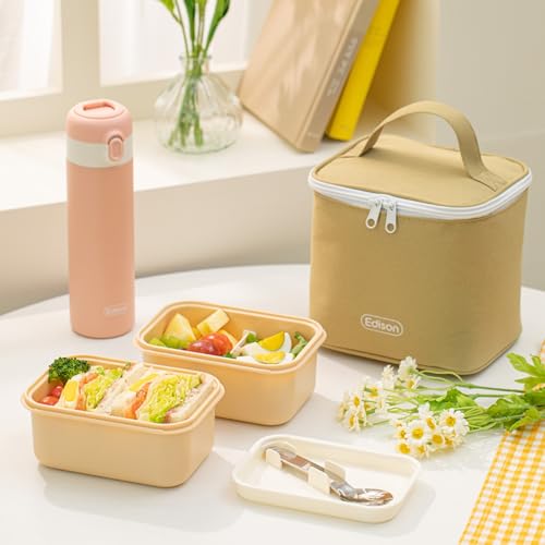 Stainless Picnic Lunch Box Set With Pouch. Thermal Lunch Box for Outdoor and Office (18.6oz / 550ml). Made In Korea