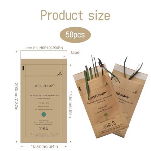 Pack of 50 Hot Air Steriliser Bags for Manicure Tools | Heat-resistant and resealable, suitable for standard hot air devices, protects tools from dust and heat