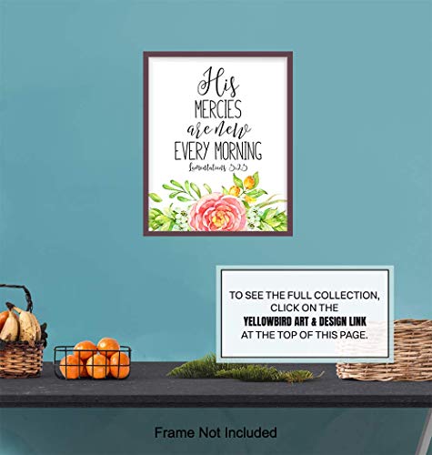 His Mercies Are New Every Morning Christian Bible Verse Wall Art Print - Religious Scripture Home or Church Decor - Inspirational Gift for Pastor, Minister, Men, Women - 8x10 Poster Picture