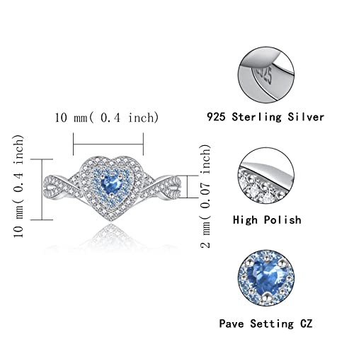 Sariel Teardrop Cremation Ring for Ashes - 925 Sterling Silver Urn Keepake Rings Memorial Jewelry for Women Heart (Blue) 8