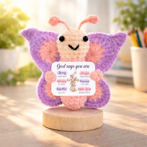 Christian Gifts for Women - Religious Catholic Spiritual Faith Birthday Gifts for Mom, Sister, Daughter, Coworker, Friends - God Says You Are Positive Crochet Butterfly Decorations Style 1