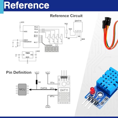 Usdrwam DHT11 digital temperature and humidity sensor modules, 6-piece set with sensor probes