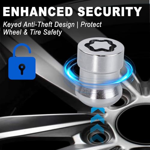 RCPOWERCH wheel lock lug nut set with 4 anti-theft alloy lug nuts and wheel lock key for Honda Accord and Civic