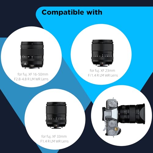 Haoge Metal Square Lens Hood for Fujifilm Fujinon Fuji XF 16-50mm F2.8-4.8 R LM WR & XF33mm F1.4 R LM WR,XF 23mm f/1.4 R LM WR Lens Replaces LH-XF23 II/2 Hood with a Hood Cap on X-T5 X-T4 XT50 Camera