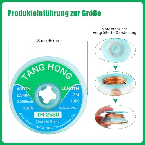 TH-336 Flux Soldering, 100 g, No-Clean Lead-Free Rosin Flux (1 Piece), 2.5 mm/3 m Desoldering Braid (Pack of 1), Suitable for Mobile Phone Soldering, BGA, Household Appliance Repairs 2-piece set