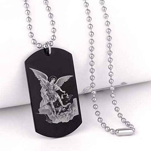 Scripture Baptism Holy Bible Verse Dog Tag Necklace,Engraved Catholic Christian Communion Confirmation Rite Religious Gift Saint Michael Archangel