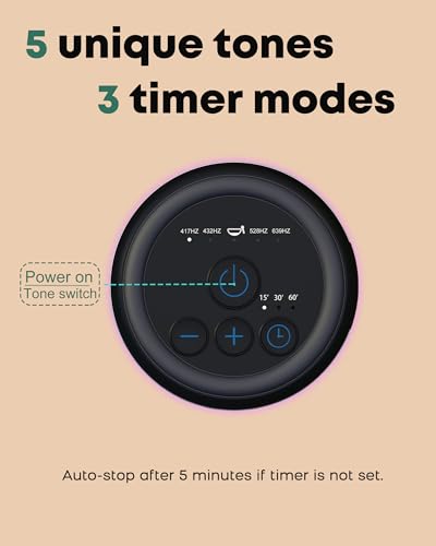Meditation Sound Machine, Frequency Generator Instrument,PUVIDJUT Tone Device - Solfeggio Frequencies Bath for Yoga, Mindfulness,Meditation System of Chakra, 5 Tones Optional, 3 Timer Modes Onyx Black
