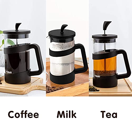 French Press Coffee Maker, 34 Oz Large Glass Pitcher 4 Level Filter System Café Carafe Teapot plus Stainless Coffee Spoon n Cleaner Brush for Hot Cold Brew