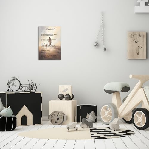 QIXIANG Psalm 23 Picture Wall Art Bible Verse Canvas Prints Christian Scripture Picture Religious Gift Prayer Room Decor Framed(Gold,16L x 24W) Gold 24"L x 16"W