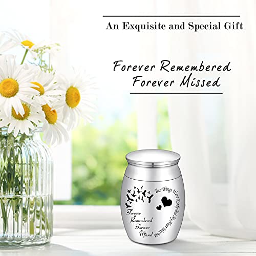 1.57 Inches Small Keepsake Urn for Human Ashes Stainless Steel Mini Urn Heart Small Ash Urn Tiny Ashes Holder Decorative Funeral Urn Silver