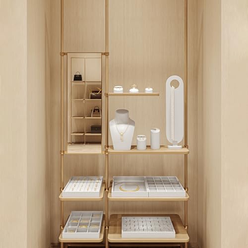 Oirlv Premium White Leather Stackable Jewelry Tray 18 Gird Necklace Bracelet Organizer Showcase Necklace Display Tray 18 Grid Necklace/Bracelet Tray