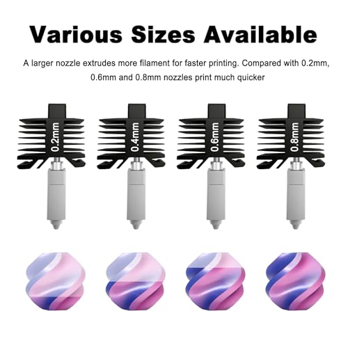 0.2mm Hardened Steel Hotend Nozzle Kit for Bambu Lab P1P P1S X1 X1C, All-Metal Integrated Design 300℃ High-Temperature Print Head Replacement 0.2mm X1/P1S