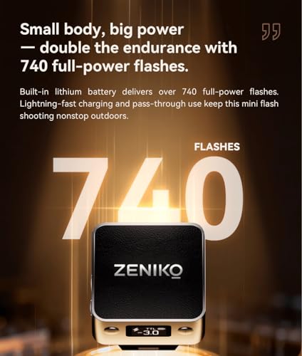 ZENIKO ZT08 TTL Mini Camera Flash Light for Sony, Speedlite Built-in Lithium Battery for Cameras (Black for Sony) Black for Sony