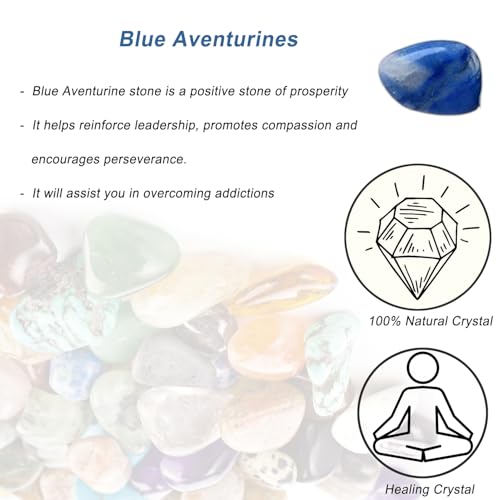 Erliway Blue Aventurine Crystal Tumbled Healing Stones, 1.25-2.0"