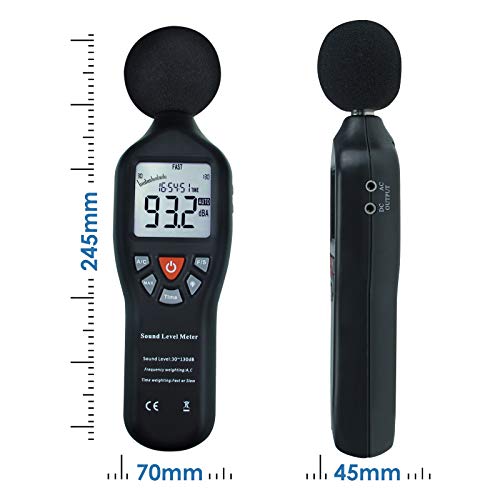Digital Sound Level Meter with Tripod Mounting, Rear Light Display, High Accuracy Measurement, 30 dB - 130 dB, Compact Device, Noise from Industrial Machines, Environmental Measurements