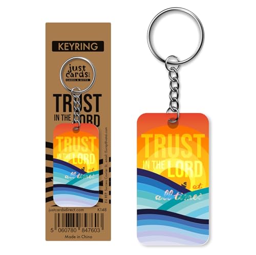 Christian Keyrings, Pack of 6 Bible Verse Keyrings, Wood and Metal, 6.3cm