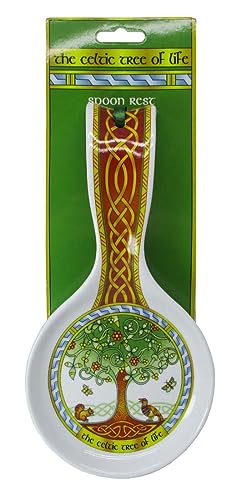Royal Tara bone china spoon rest featuring Celtic Tree of Life design, 22cm, with intricate pattern and smooth finish.