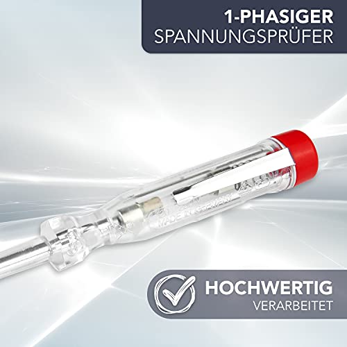 PerfectHD Power Tester - Screwdriver - Made in Germany - Voltage Tester - 60 mm Shaft - 3 mm Blade - 120 to 250 V - 5 Variants 1 count