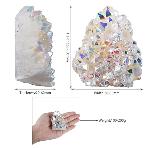 rockcloud Natural Color Titanium Coated AB Crystal Cluster Reiki Crystal 2.16-4.13 Inch
