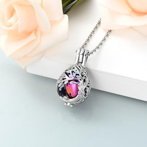 shajwo Tree of Life Teardrop Urn Necklace Rainbow