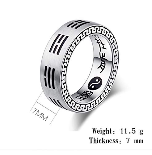 HIJONES Men's Stainless Steel Chinese Religious Taoism Bagua Yin Yang Rings Silver W
