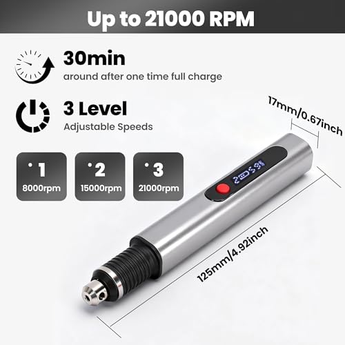 Electric Engraving Pen Kit, Engraving Tool Rechargeable Engraver Machine Silver