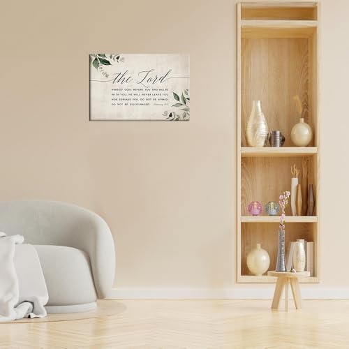 Zhefoart Deuteronomy 31 8 Bible Verse Wall Art The Lord Himself Goes Before You scripture Poster for Bedroom Decorations Framed Canvas for Home Office 08x12 inches 12"L x 8"W