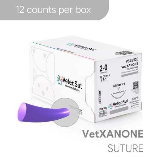 [Australia - AusPower] - VeterSut VetXANONE Absorbable Polydioxanone Surgical Suture USP Size 2-0, (FS-1) 3/8 24mm Reverse Cutting Needle, 36 Inches (90 cm), 12 Count, Veterinary Use 