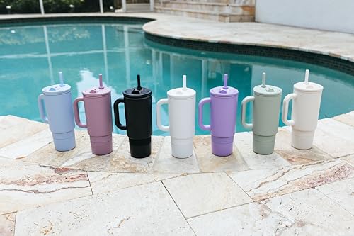 Ello Port 30oz Insulated Stainless Steel Tumbler with Straw, halogen blue 30 Ounces