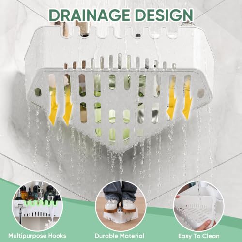 LUXEAR Corner Suction Cup Shower Caddy - White Corner Shower Caddy