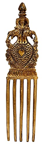 Purpledip Brass Wall Decor Accent Figurine: Dancing Peacocks Statue (12649B)