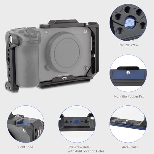 Leftfoto FX3 / FX30 Half Camera Cage with Removable Top NATO Rail - Modular Design Camera Protection Frame Rig with Arca Base Compatible with Sony FX3 FX30 Original XLR Handle DJI RS Gimbal