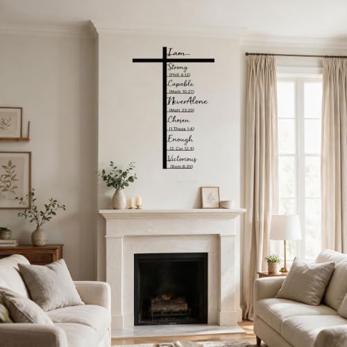 Metal Cross Wall Decor with Scripture Black 60x37cm